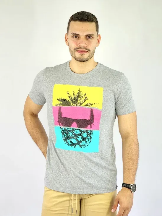 Camiseta de hombre Touch and Go gris con diseño abstracto