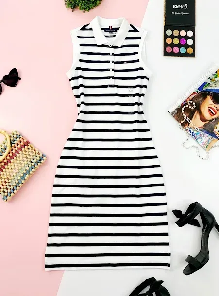 Vestido Tommy hilfiger  Slim fit para dama diseño a rayas