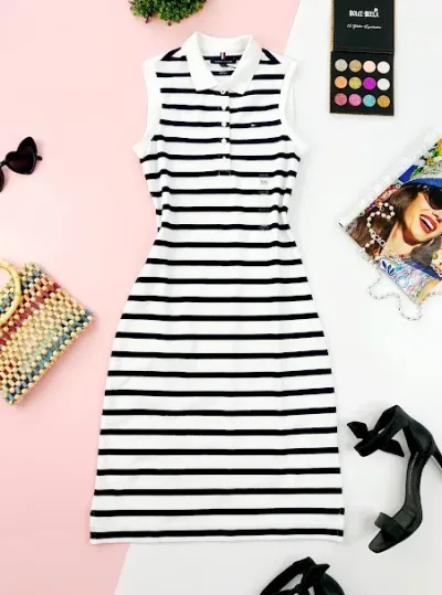 Vestido Tommy hilfiger  Slim fit para dama diseño a rayas