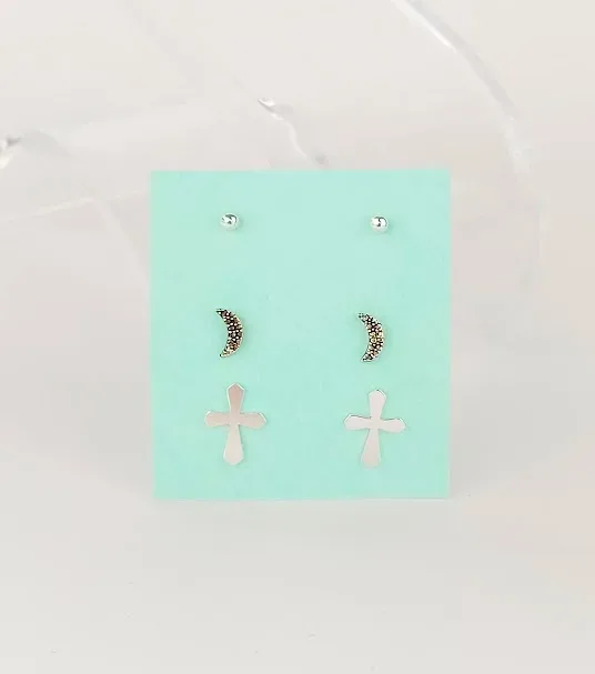 Tres pares de aretes para dama plata 925