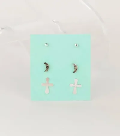 Tres pares de aretes para dama plata 925