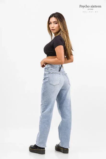 Mom Jeans Psycho Sixteen para dama PW186 color mezclilla