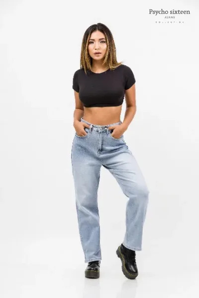 Mom Jeans Psycho Sixteen para dama PW186 color mezclilla