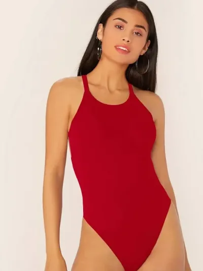 Body para dama color rojo cruzado de espalda abierta