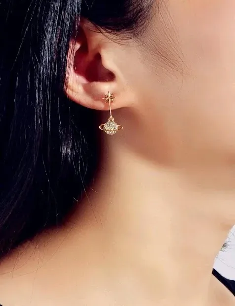 Aretes para dama fanatsía color dorado