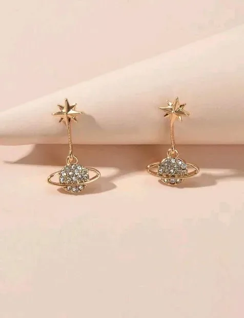 Aretes para dama fanatsía color dorado
