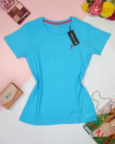 Camiseta Polo cambrige para dama color celeste