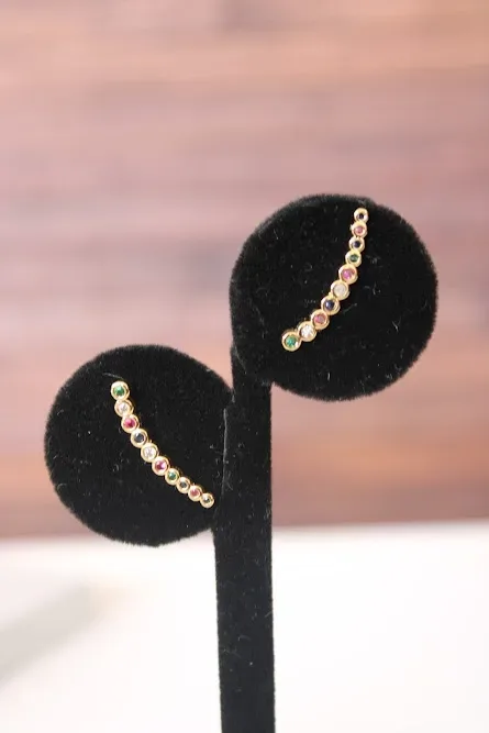 Par de aretes de bronce para dama multicolor