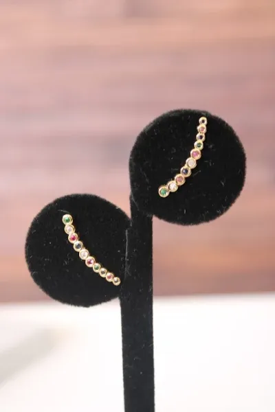 Par de aretes de bronce para dama multicolor
