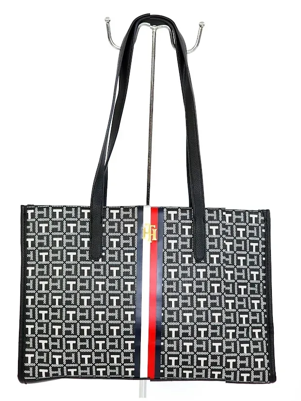 Bolso de hombro Tommy Hilfiger para dama color negro con gris