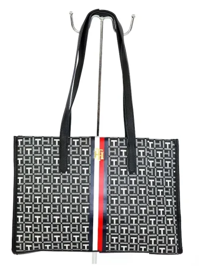 Bolso de hombro Tommy Hilfiger para dama color negro con gris