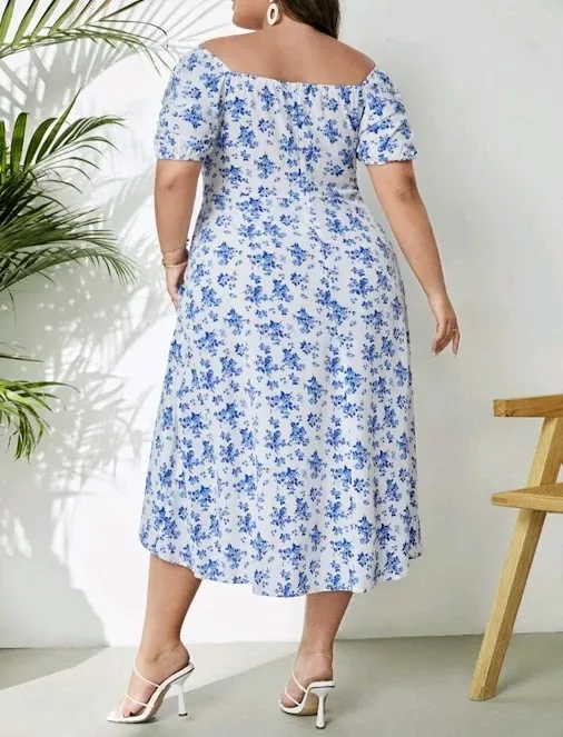 Vestido para dama diseño floral azul
