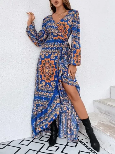 Vestido para dama diseño abstracto con estampado floral