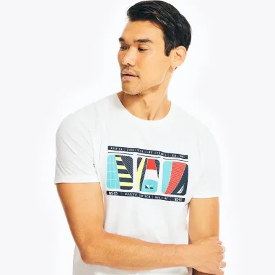 Camiseta nautica para caballero blanca
