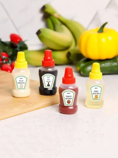 4 mini envases de almacenamiento de aderezos