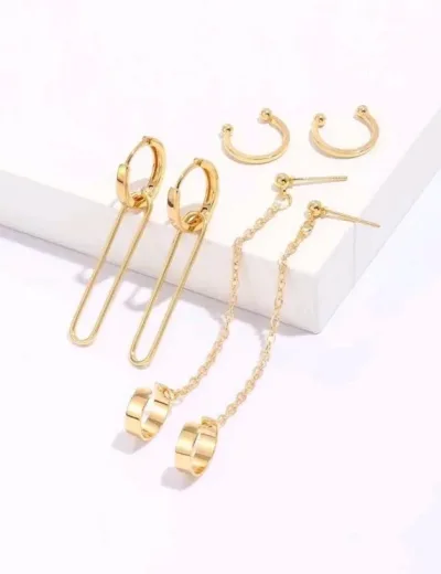 Set de aretes para dama color dorado