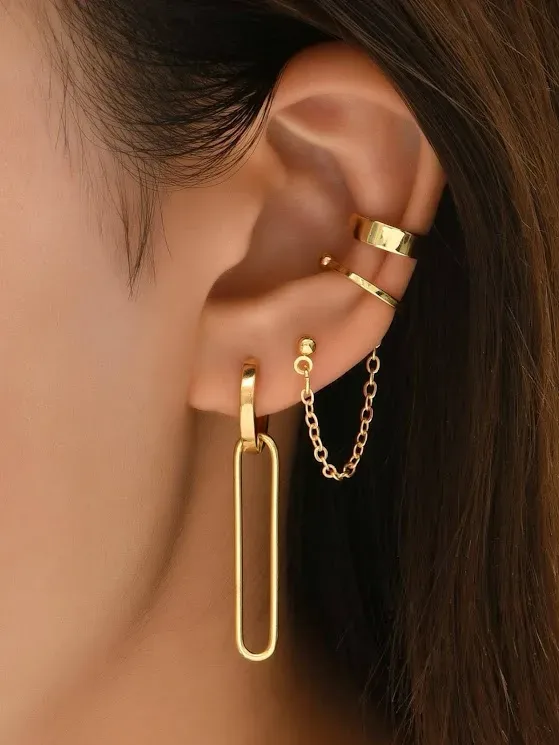 Set de aretes para dama color dorado