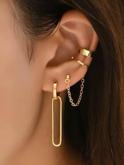 Set de aretes para dama color dorado
