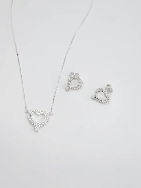 Conjunto de plata 925 para dama con diseño de corazón