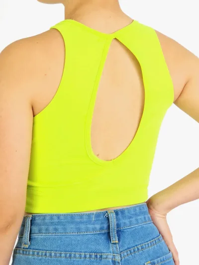 Crop Top  para dama color verde neón