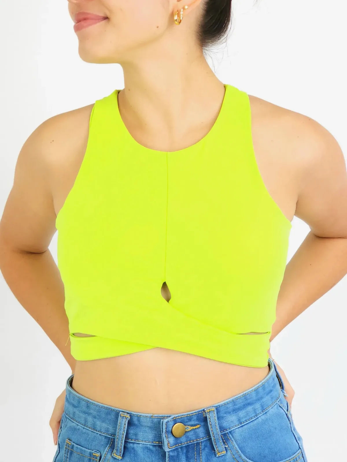 Crop Top  para dama color verde neón