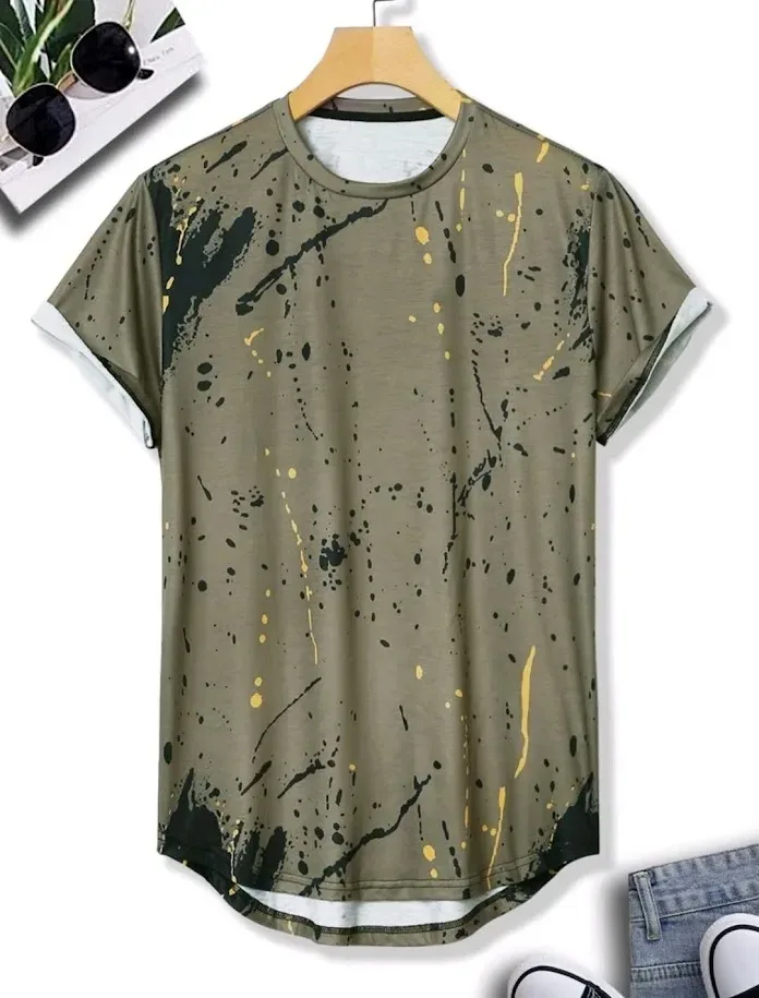 Camiseta para caballero color beige con diseño abstractor