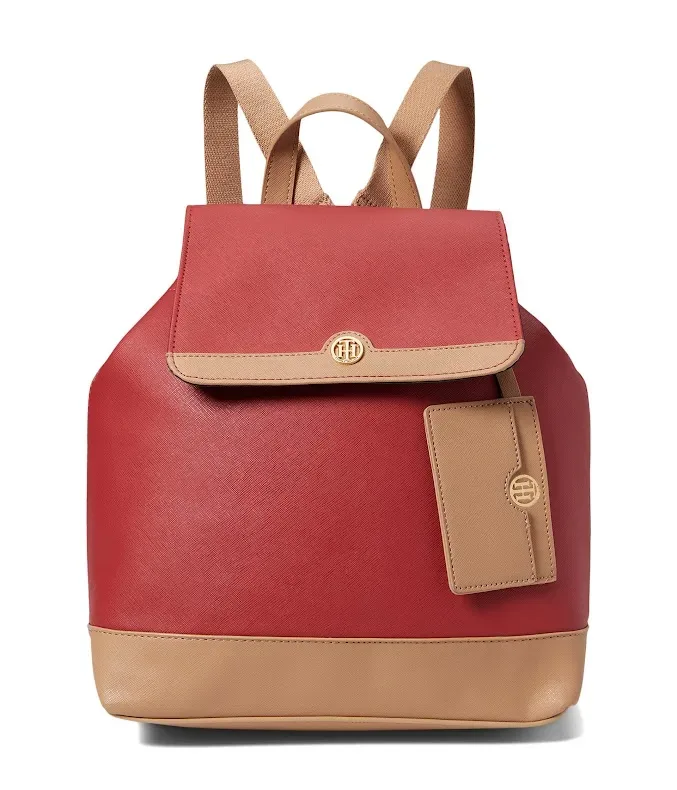 Mochila Tommy Hilfiger para dama color rojo y café