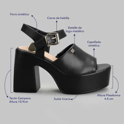 Sandalias Promise Porto Black  para dama