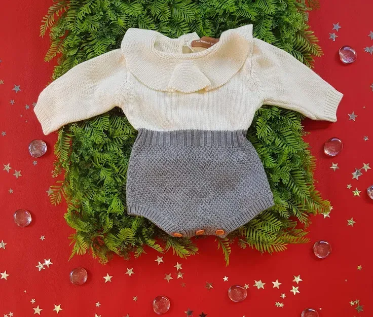 Mameluco Fortunate Erab para niña color blanco con gris