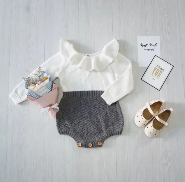 Mameluco Fortunate Erab para niña color blanco con gris
