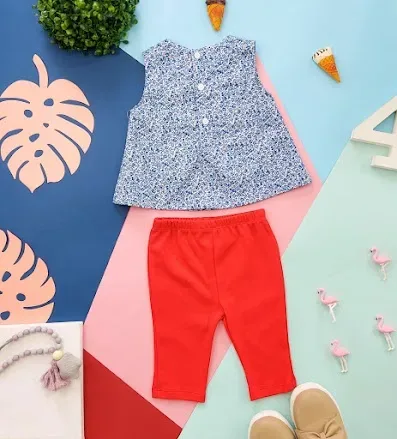 Conjunto para niña color rojo y azul 1725