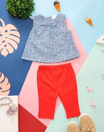 Conjunto para niña color rojo y azul 1725