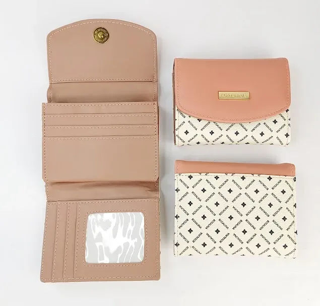 Cartera para dama color beige y rosa