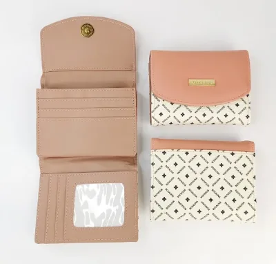 Cartera para dama color beige y rosa