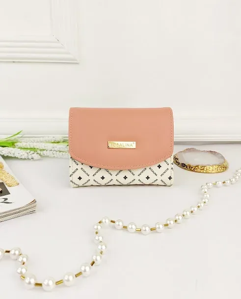 Cartera para dama color beige y rosa