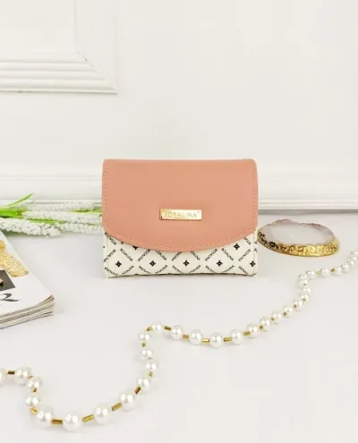 Cartera para dama color beige y rosa