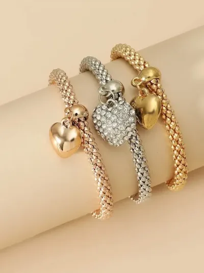 3 piezas brazalete con corazón para dama fantasia