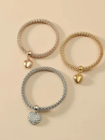 3 piezas brazalete con corazón para dama fantasia
