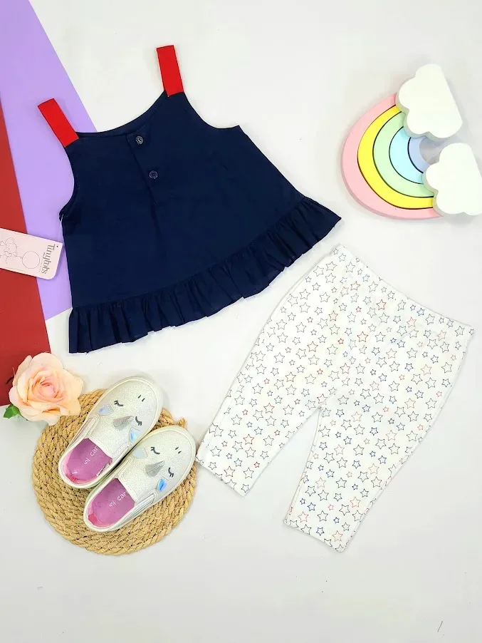 Conjunto para niña color rojo y azul 1725