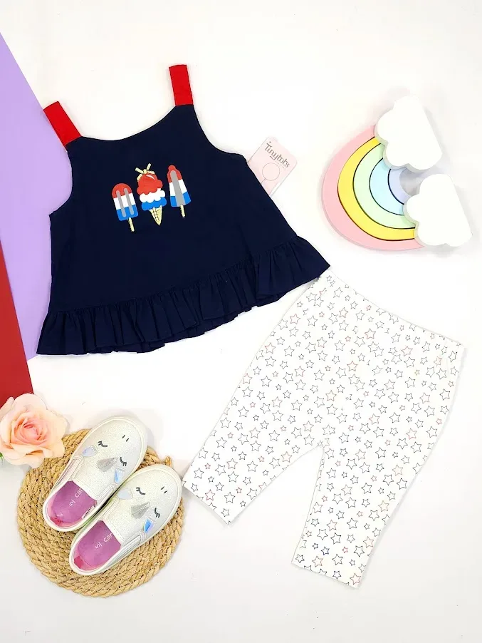 Conjunto para niña color rojo y azul 1725