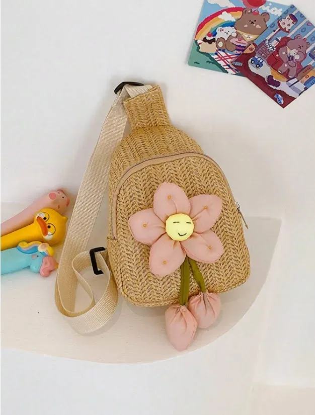 Bolso trenzado de flor para niña