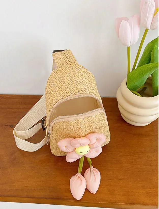 Bolso trenzado de flor para niña