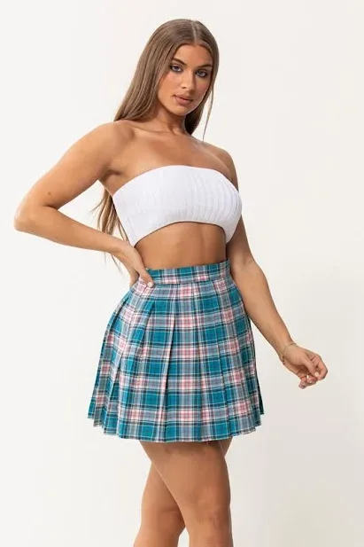 Mini falda de paletones 024S para dama diseño a cuadros