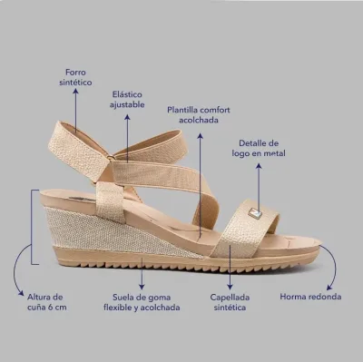 Sandalias Natural Solar Tan/Gold para Dama