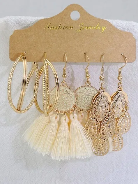 Set de aretes para dama color dorado