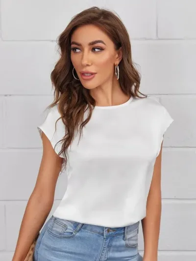 Blusa para dama color blanco de espalda girante con abertura