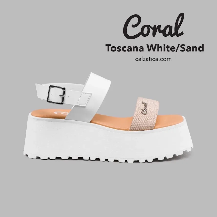 Sandalias Coral Toscana White/Sand para Dama