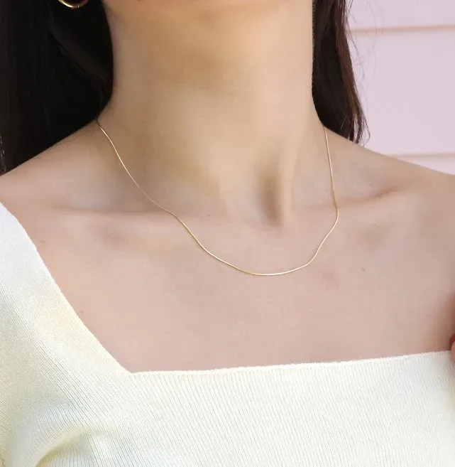 Collar plata 925 para dama color dorado con baño de oro 18K #16