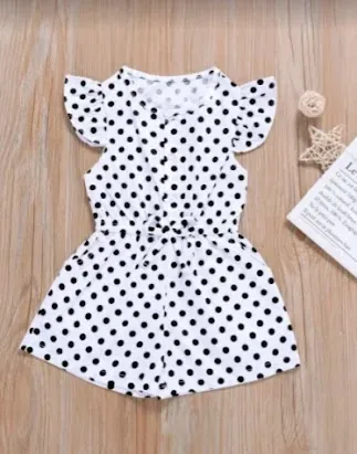 Vestido para niña color blanco con diseño de puntos negros