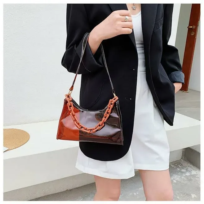 Bolso para dama color café con transparencia